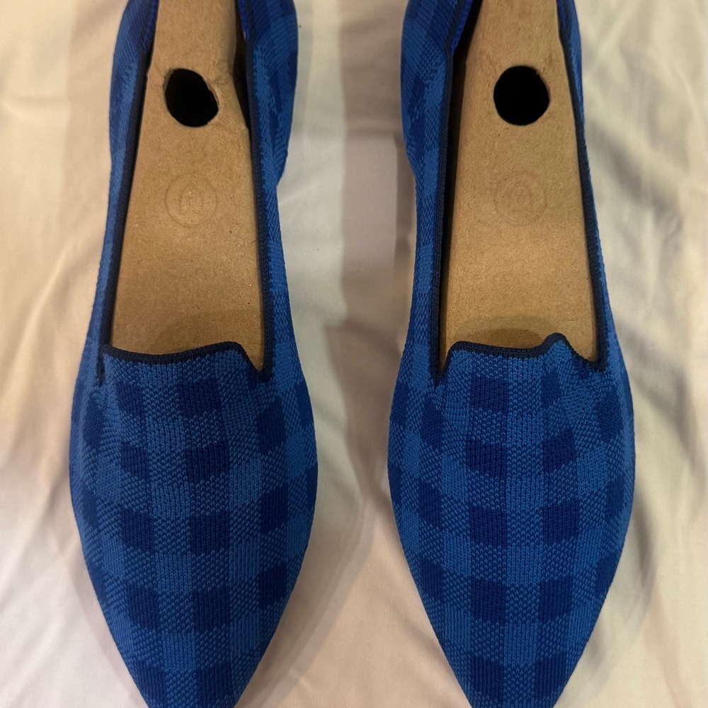 Rothy's Blue Flats Checkered Loafers Women’s US Size 11